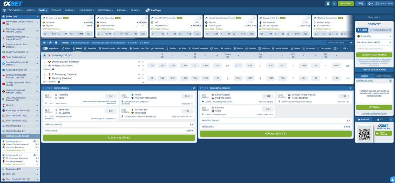 1xBet canlı yayın Azərbaycan